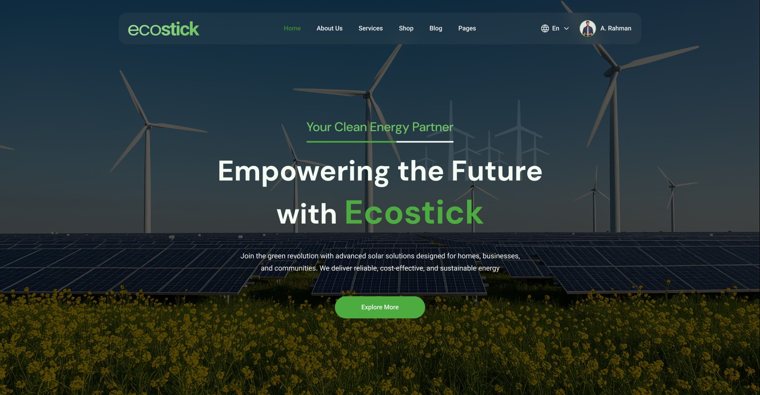 Ecostick – Solar Products & Services Selling Platform | Website | Admin | User Panel (MERN)